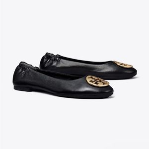 Authentic Tory Burch black leather Claire ballet flats
